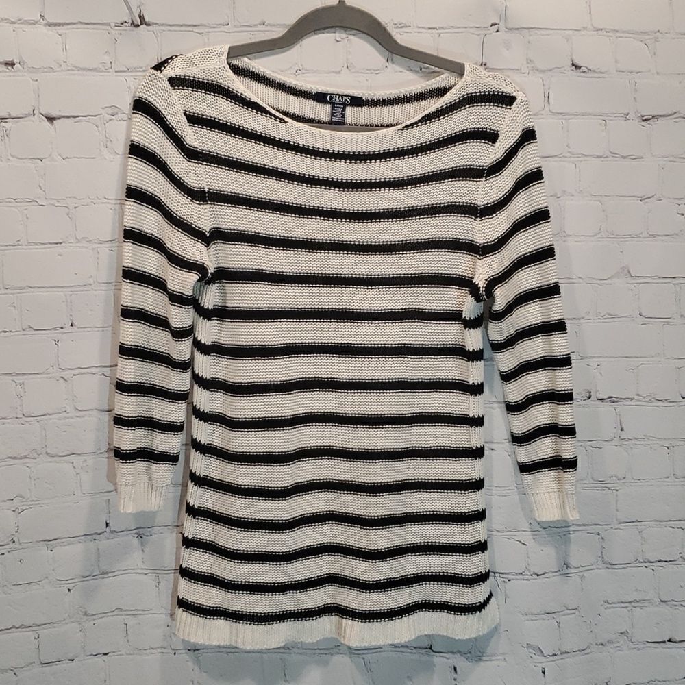 Chaps black and white elbow is sleeve sweater